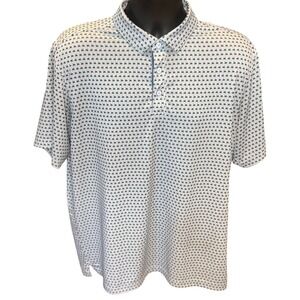 Men's Walter Hagen Polo Shirt White Pink Green Palm Tree Performance Size Large